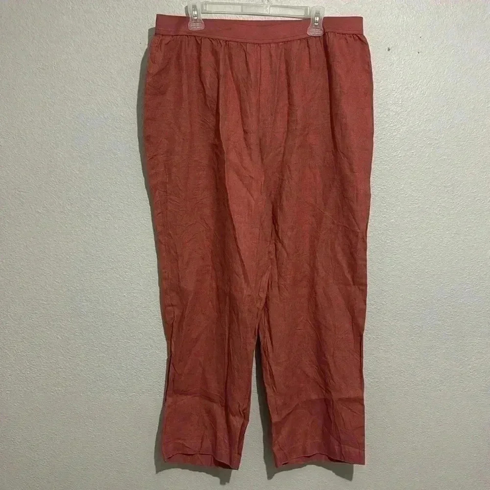 Soft Surroundings 100% Linen Elastic Waist Pants